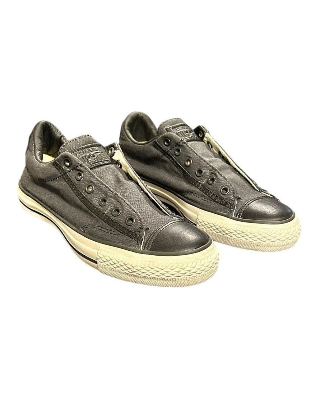 Converse X John Varvatos Laceless Low Top Sneakers M4.5 W6.5 Charcoal Gray VGC